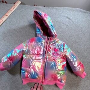 DreamWorks Trolls Puffer Jacket‎ Toddler 2T Rainbow Iridescent Poppy Coat